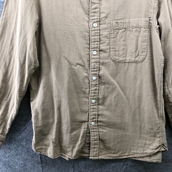 Muji Soft Double Cloth Shirt Mens M Tan Long Sleeve Button Up Pocket Front - Picture 4 of 8